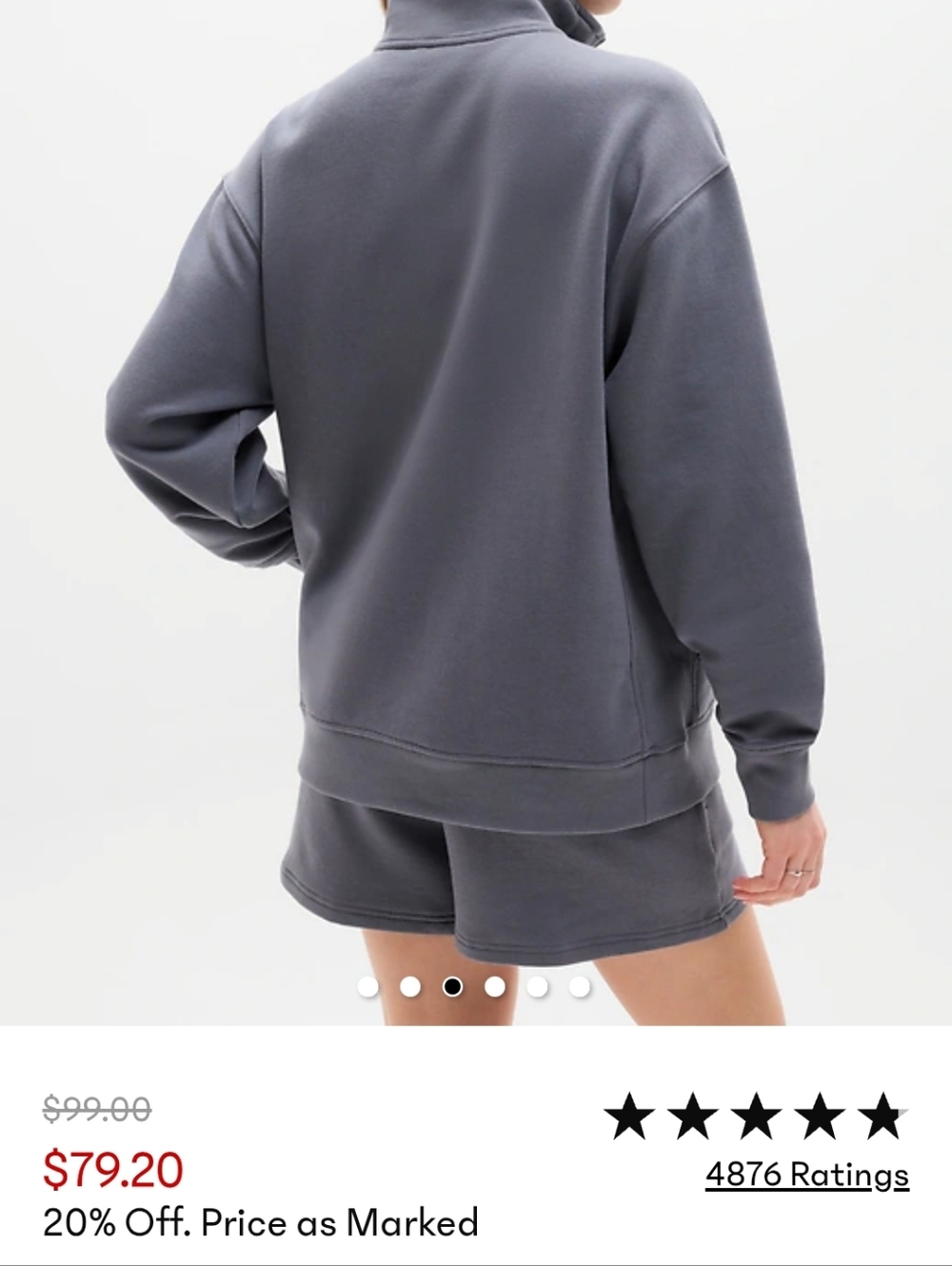 Women's Forever Fleece 1/4 Zip -Front Sweatshirt Athleta- Gray - Picture 4 of 5